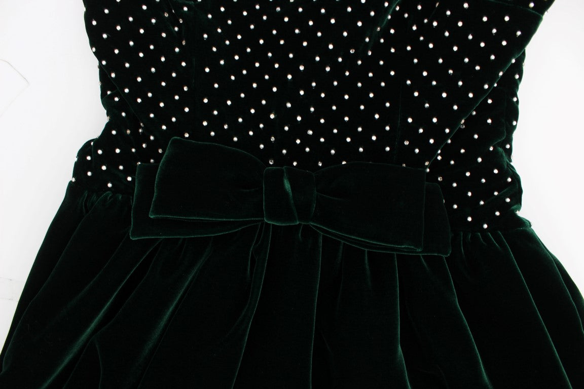Dolce & Gabbana Green Velvet Crystal Long Maxi Dress - PreLoved & Luxe