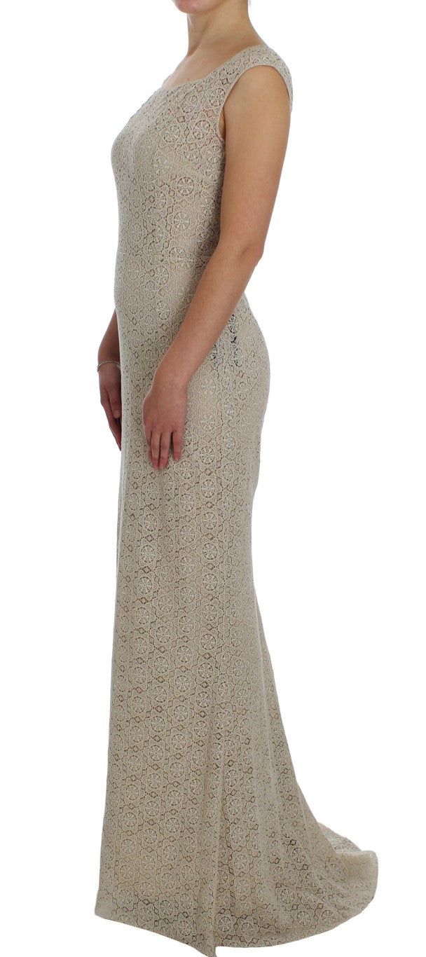 Dolce & Gabbana Beige Ricamo Cutout Cotton Sheath Dress - PreLoved & Luxe