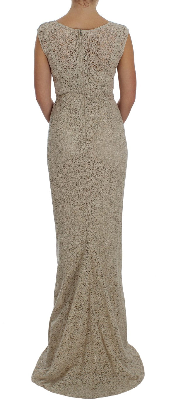 Dolce & Gabbana Beige Ricamo Cutout Cotton Sheath Dress - PreLoved & Luxe