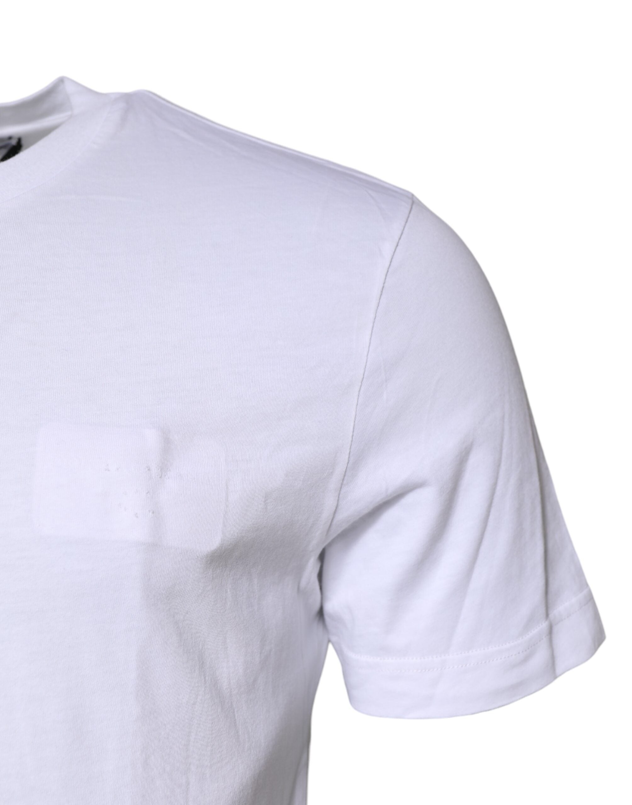 Pre-Owned Dolce & Gabbana White Cotton Crew Neck Short Sleeves T-shirt