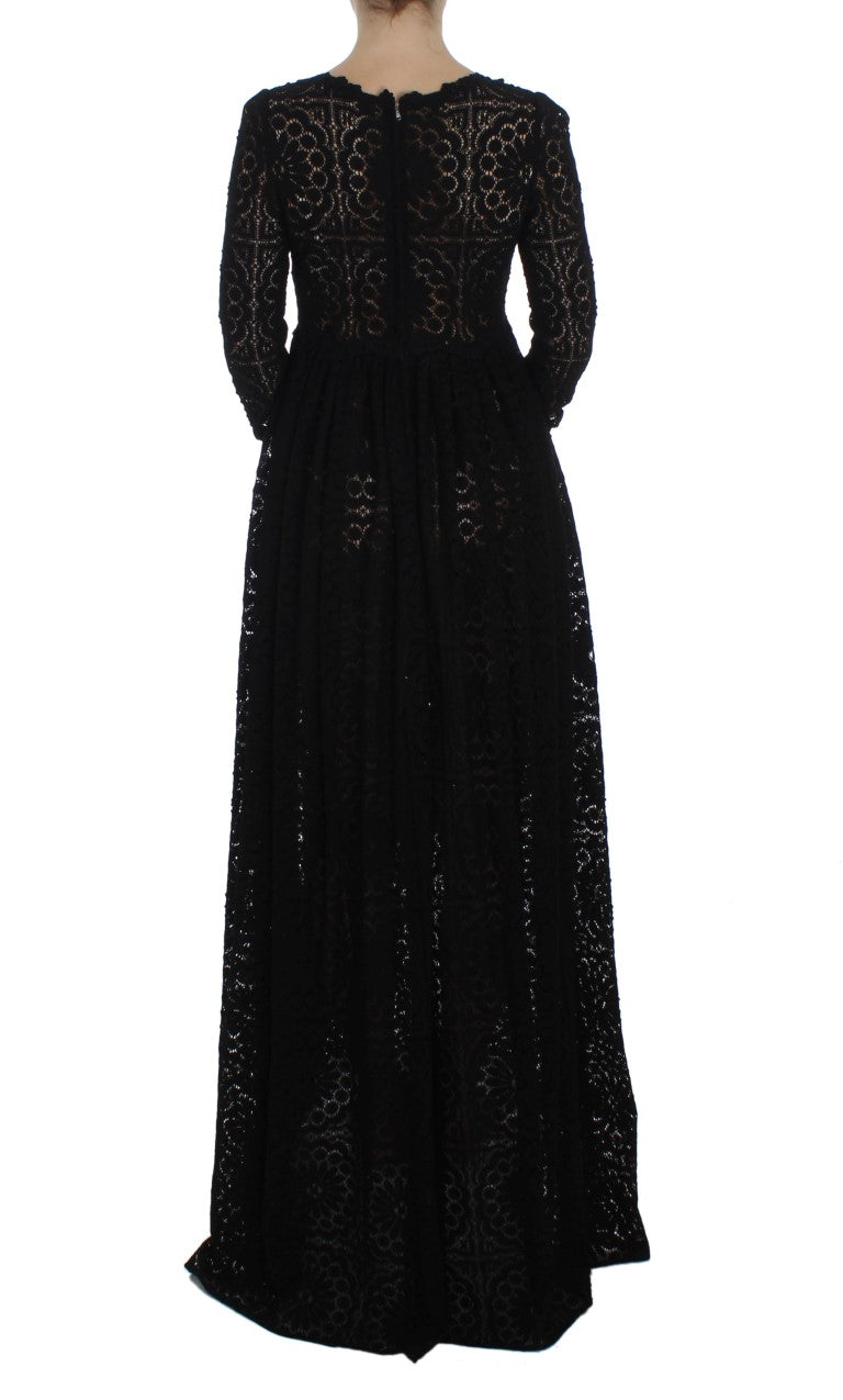 Dolce & Gabbana Black Ricamo Knitted Full Length Maxi Dress - PreLoved & Luxe