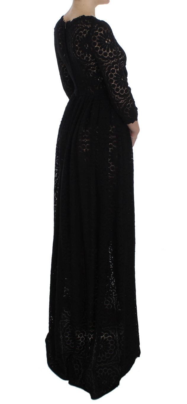 Dolce & Gabbana Black Ricamo Knitted Full Length Maxi Dress - PreLoved & Luxe