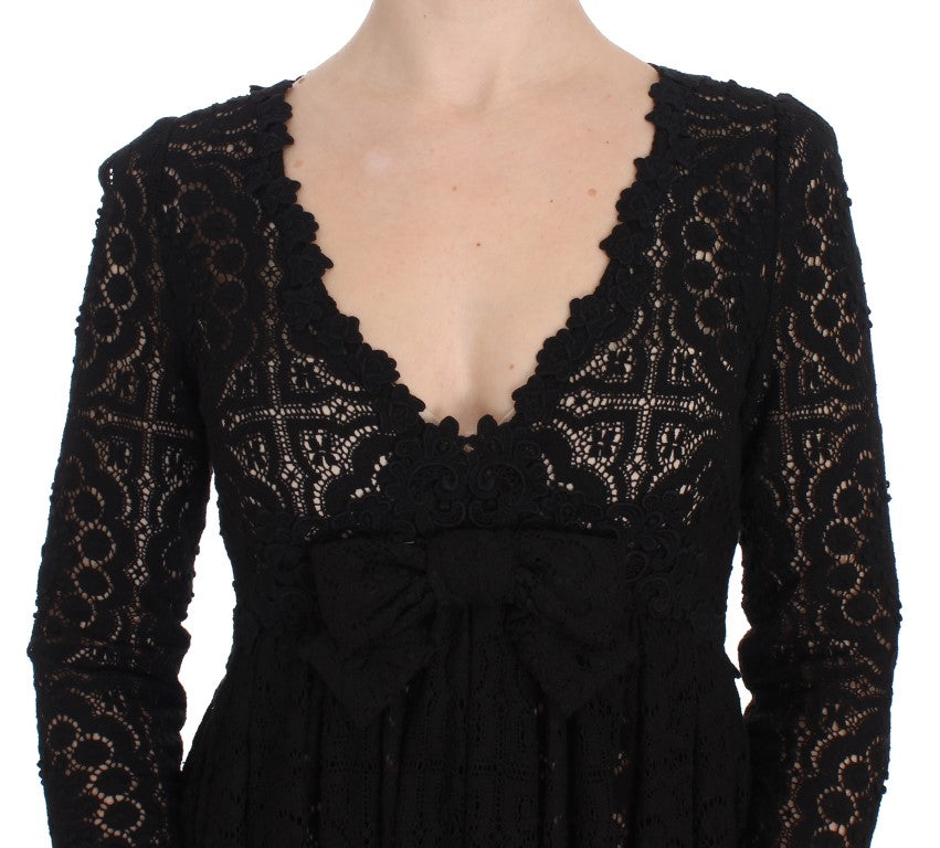 Dolce & Gabbana Black Ricamo Knitted Full Length Maxi Dress - PreLoved & Luxe