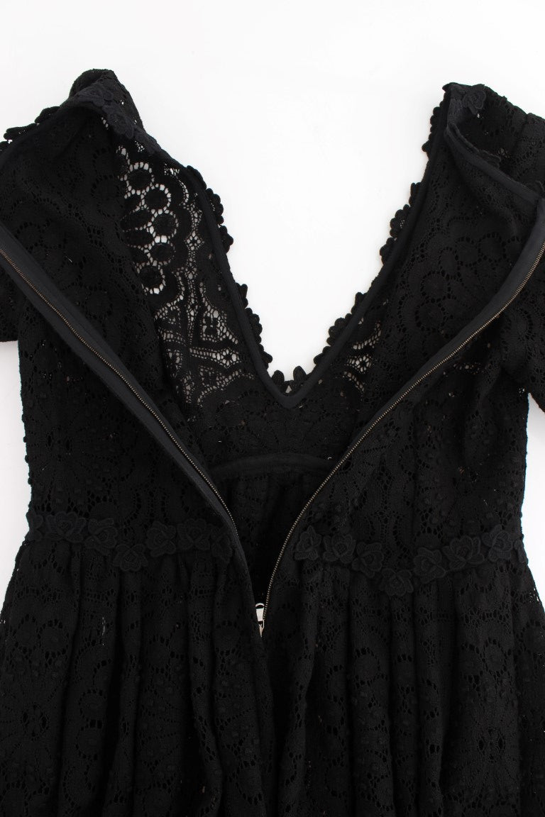 Dolce & Gabbana Black Ricamo Knitted Full Length Maxi Dress - PreLoved & Luxe