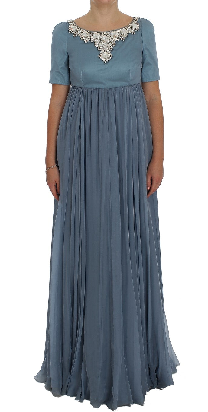 Dolce & Gabbana Blue Silk Crystal Sheath Gown Ball Dress - PreLoved & Luxe