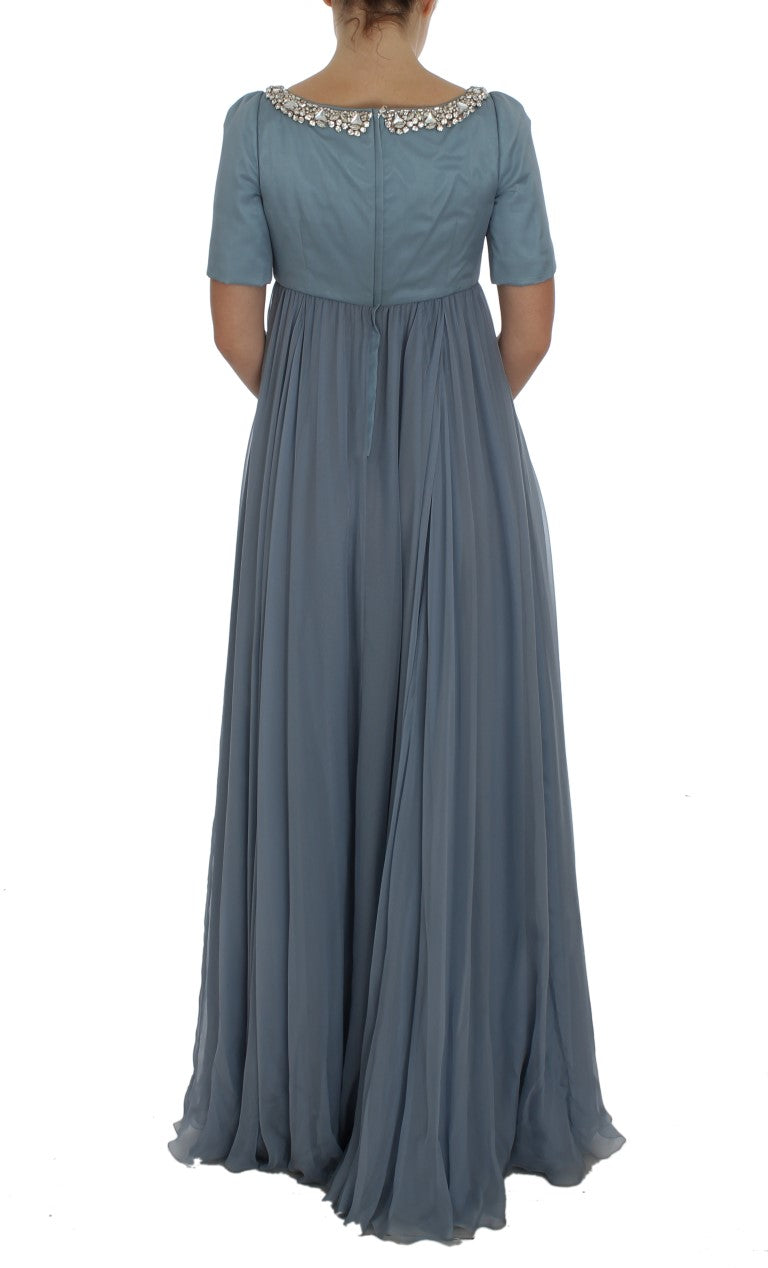 Dolce & Gabbana Blue Silk Crystal Sheath Gown Ball Dress - PreLoved & Luxe