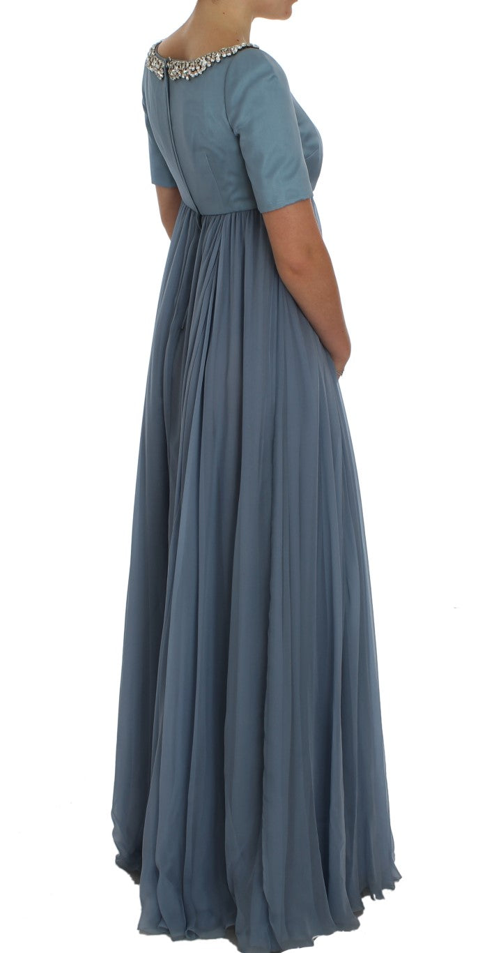 Dolce & Gabbana Blue Silk Crystal Sheath Gown Ball Dress - PreLoved & Luxe
