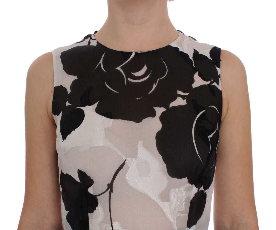 Dolce & Gabbana Black White Floral Silk Sheath Gown Dress - PreLoved & Luxe