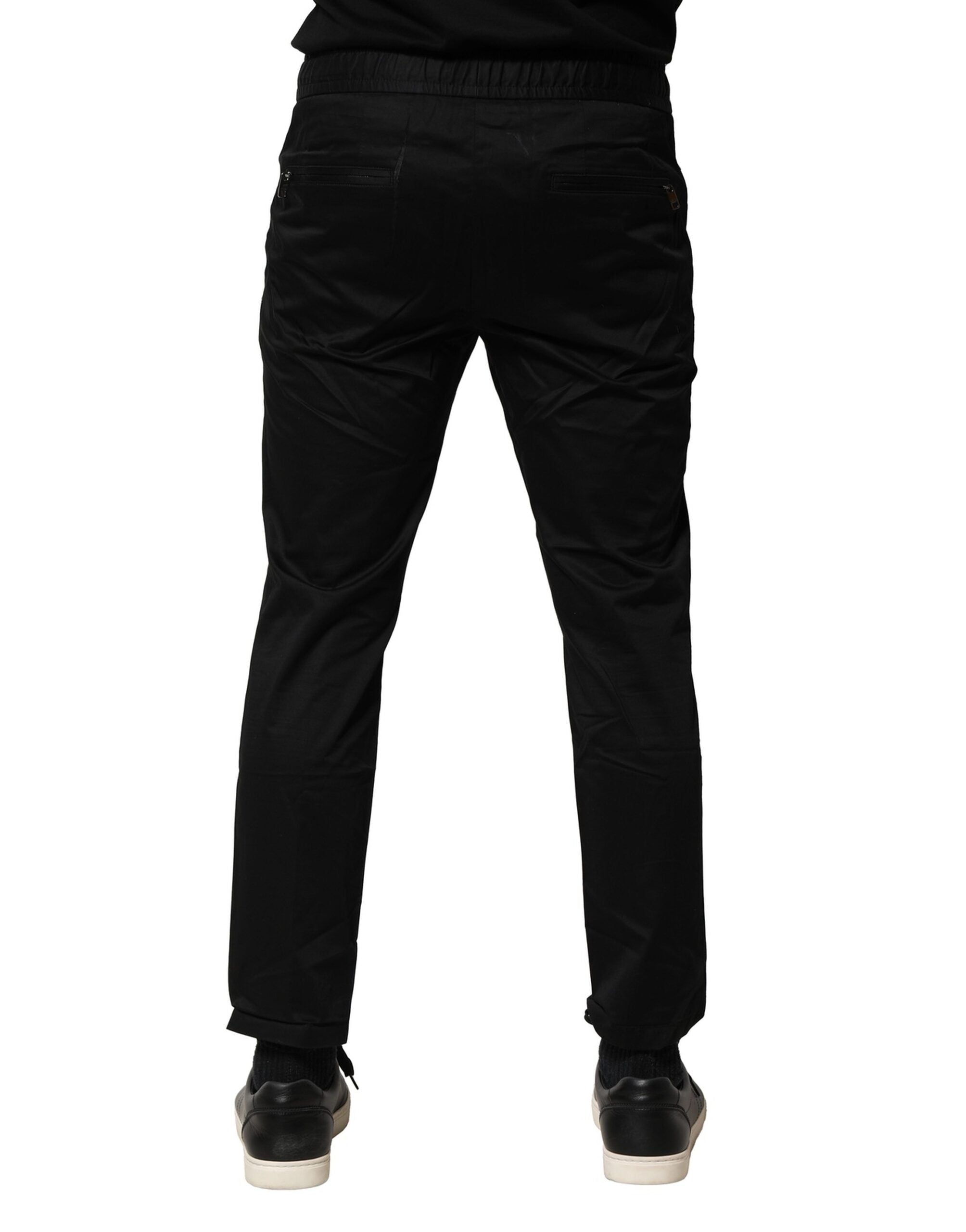 Pre-Owned Dolce & Gabbana Black Cotton Mid Waist Jogger Pants