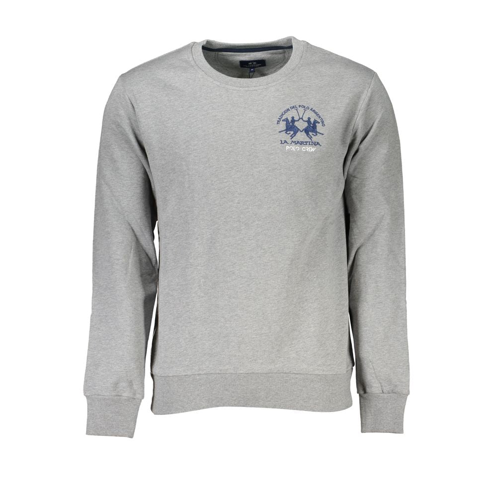La Martina Gray Cotton Men Sweatshirt