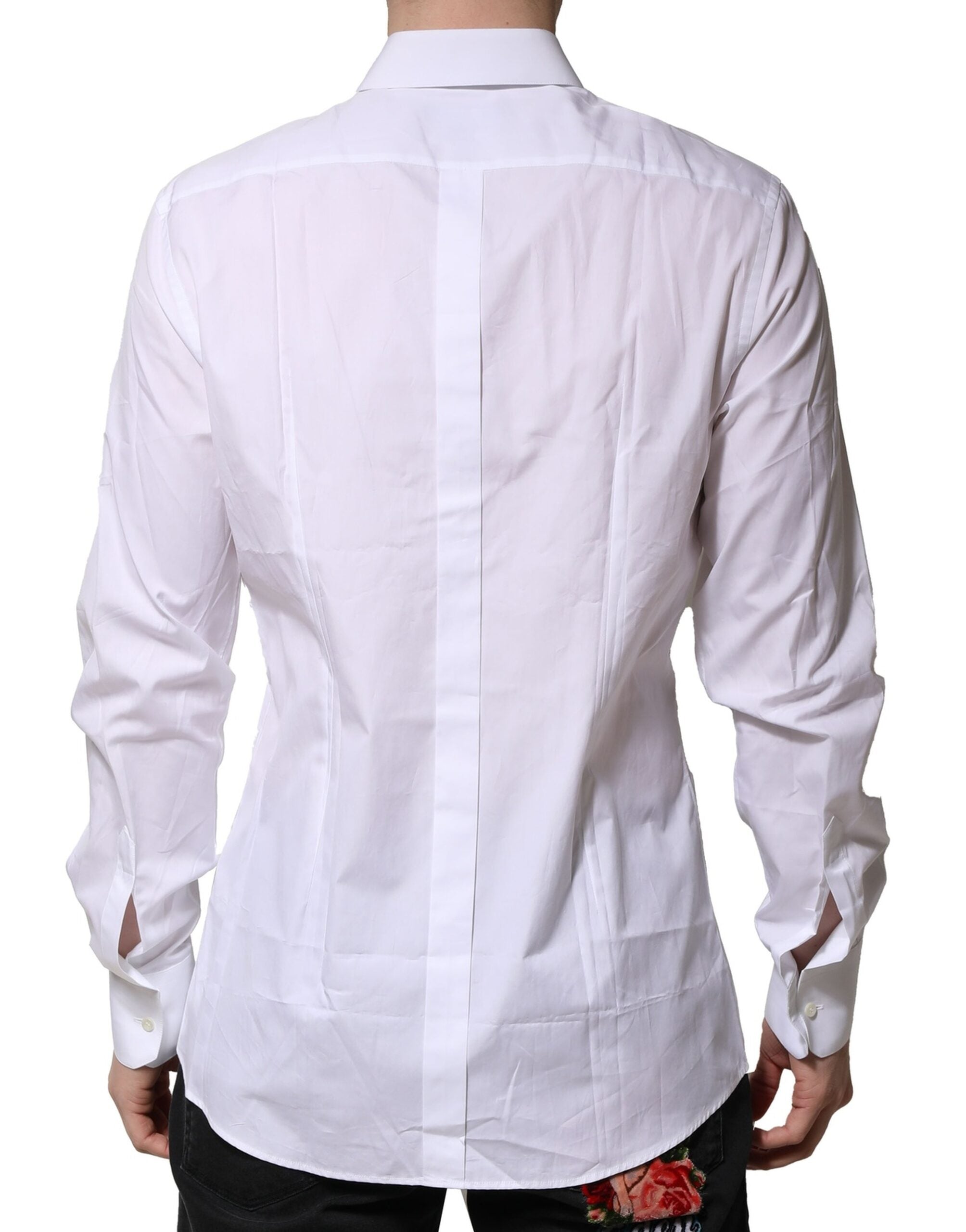 Pre-Owned Dolce & Gabbana White Cotton GOLD Long Sleeves Formal Shirt