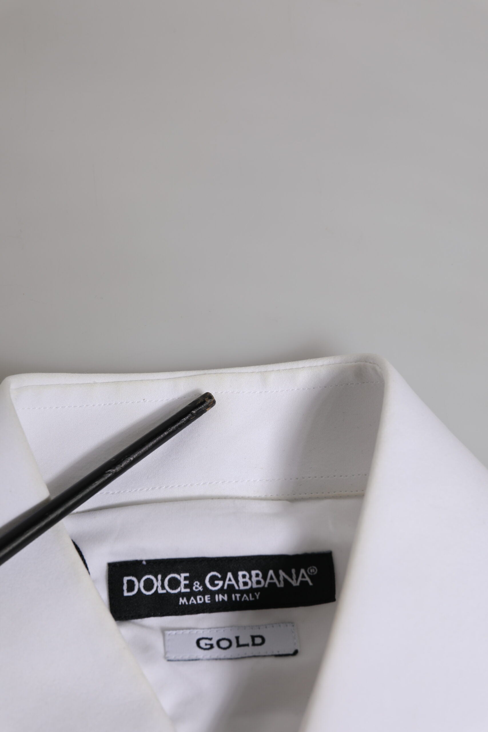 Pre-Owned Dolce & Gabbana White Cotton GOLD Long Sleeves Formal Shirt