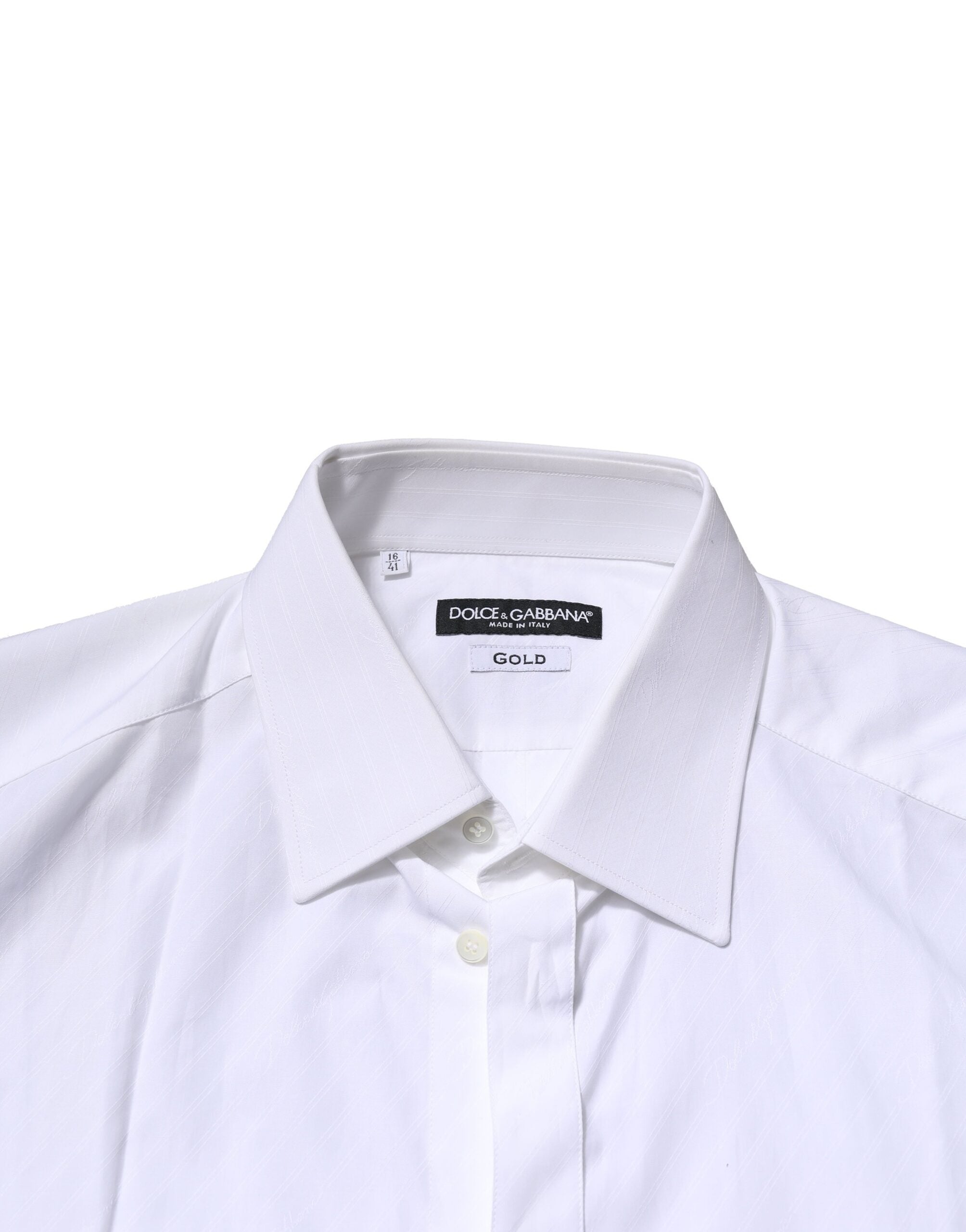 Pre-Owned Dolce & Gabbana White Cotton GOLD Long Sleeves Formal Shirt