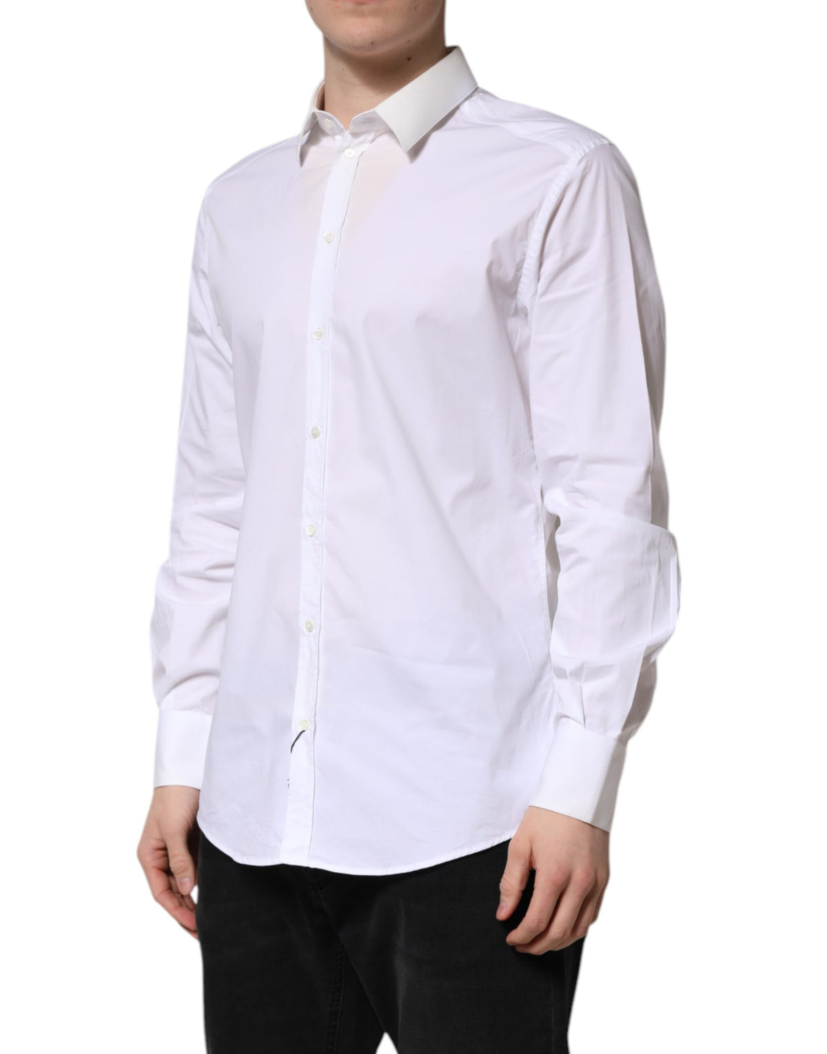 Dolce & Gabbana White Cotton GOLD Long Sleeves Dress Shirt