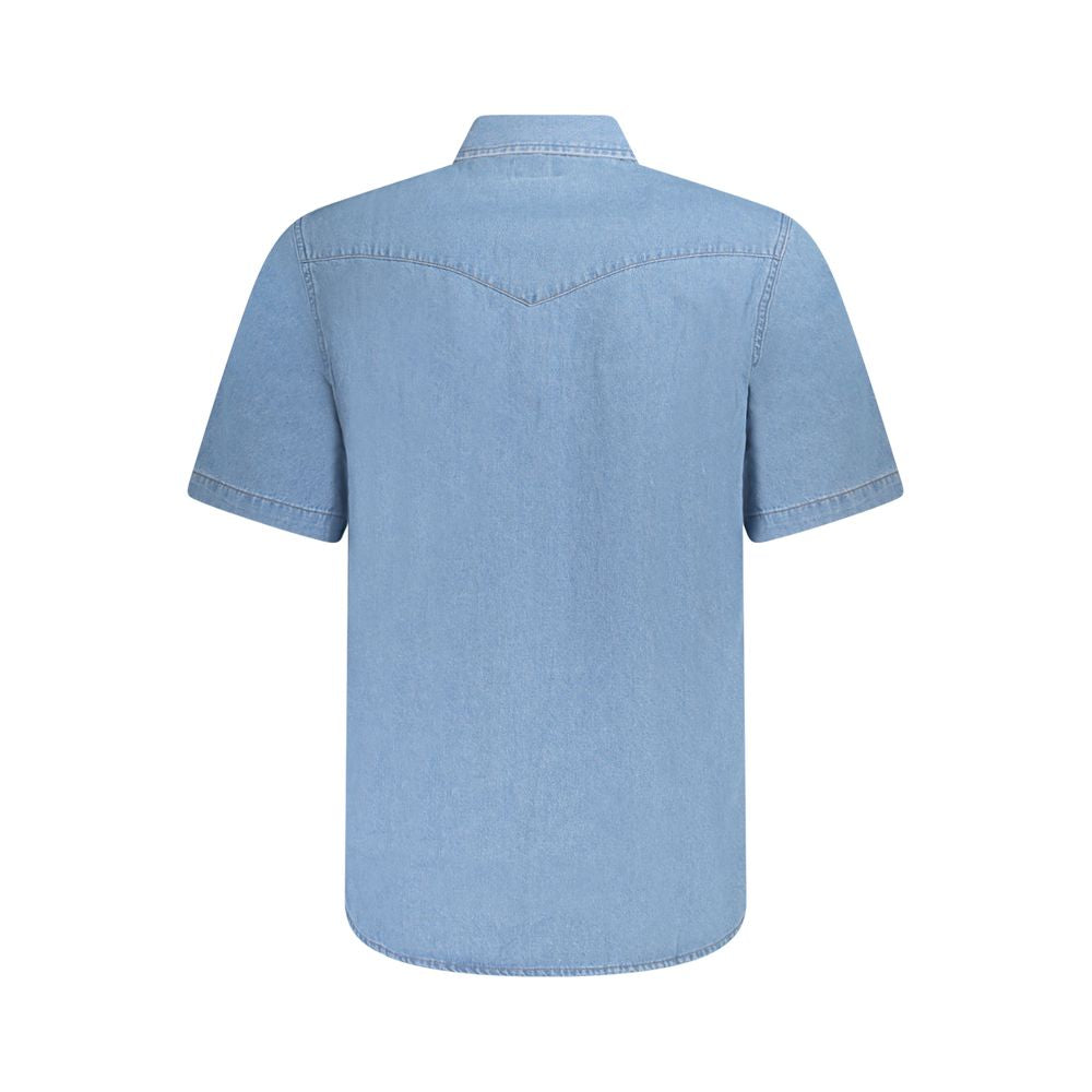 Wrangler Blue Azzurro Cotton Men's Button Up Shirt