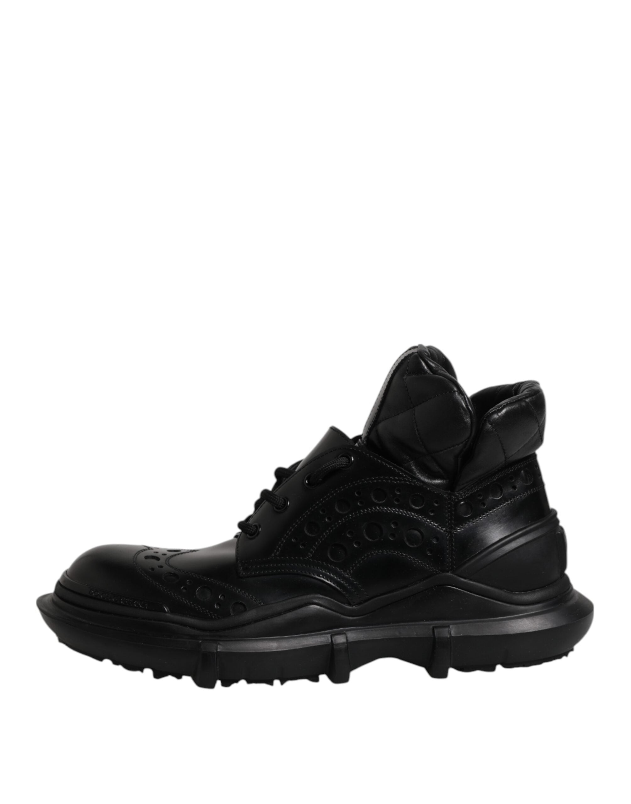 Dolce & Gabbana Black Leather Casual Mens Ankle Boots Shoes