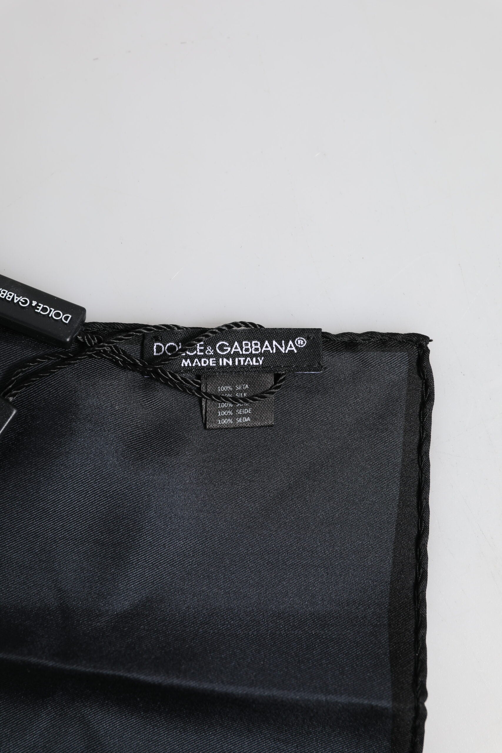 Pre-Owned Dolce & Gabbana Blue DG Crown Silk Square Men Foulard Scarf