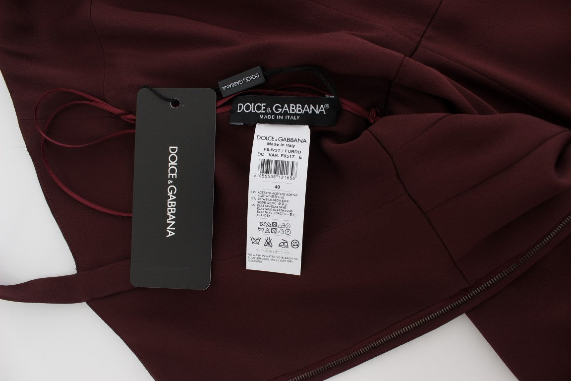 Dolce & Gabbana Bordeaux Stretch Full Length Sheath Dress - PreLoved & Luxe