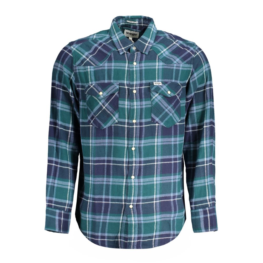 Wrangler Green Cotton Plaid Patterned Shirt
