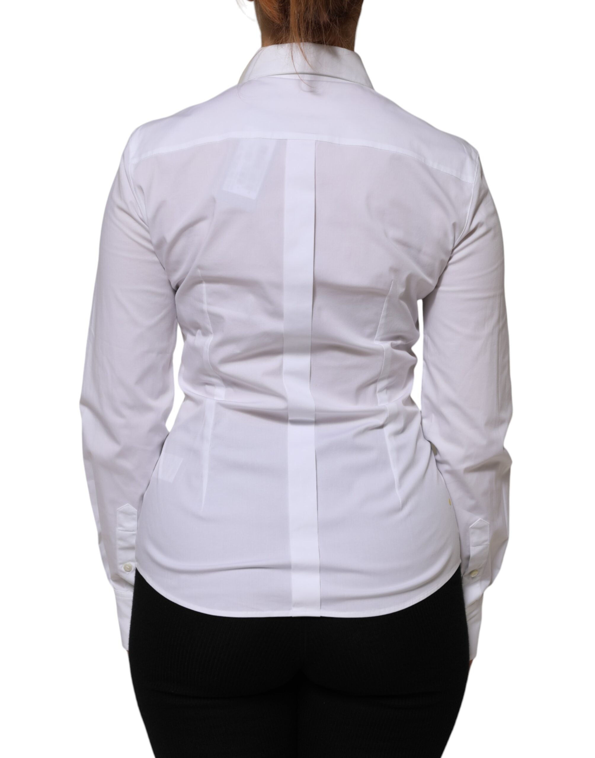 Pre-Owned Dolce & Gabbana White Cotton Collared Long Sleeves Shirt Top