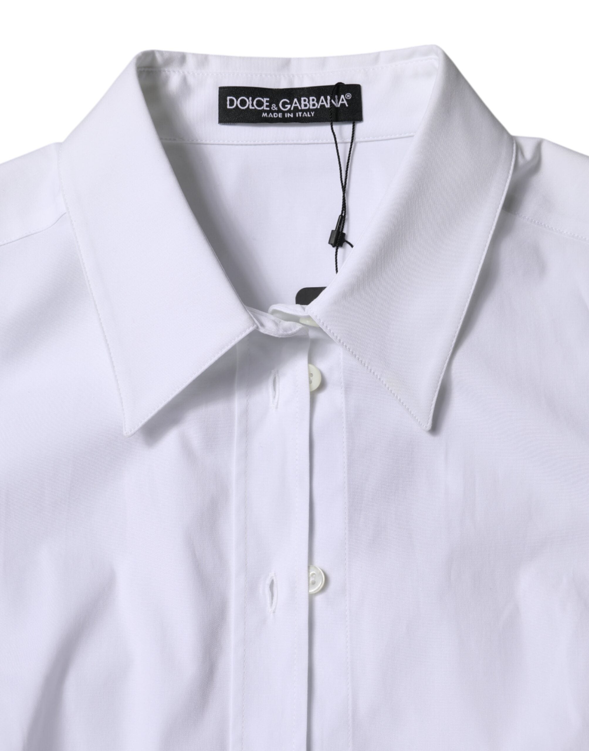 Pre-Owned Dolce & Gabbana White Cotton Collared Long Sleeves Shirt Top