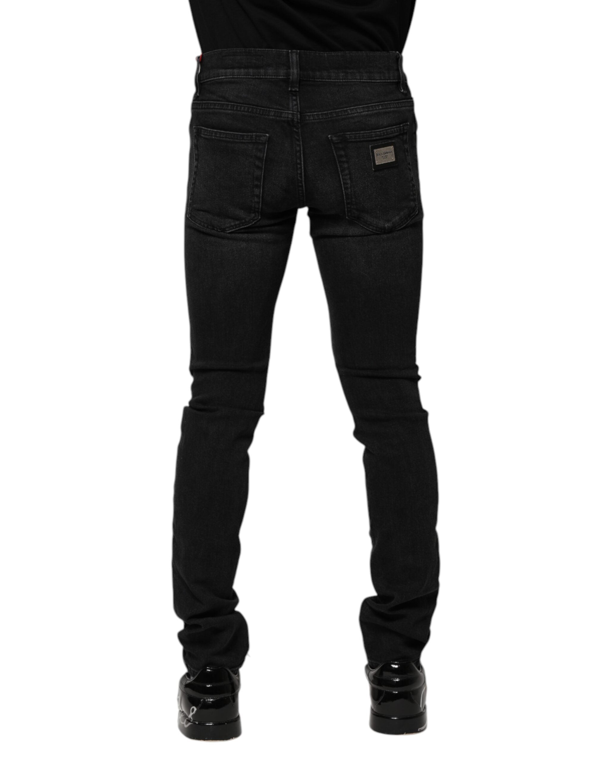 Pre-Owned Dolce & Gabbana Black Cotton Skinny Men Denim Jeans