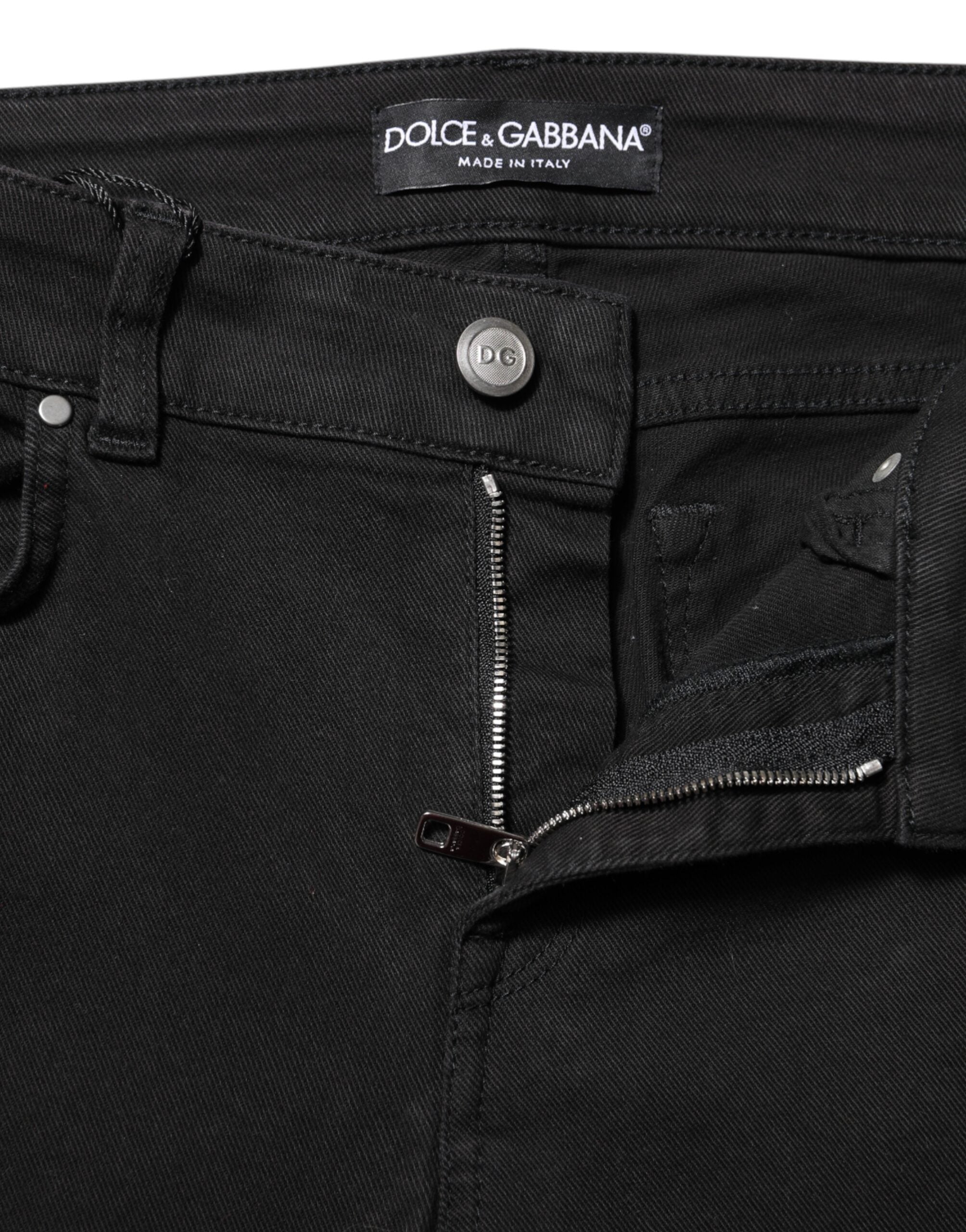 Pre-Owned Dolce & Gabbana Black Cotton Skinny Mid Waisted Denim Jeans