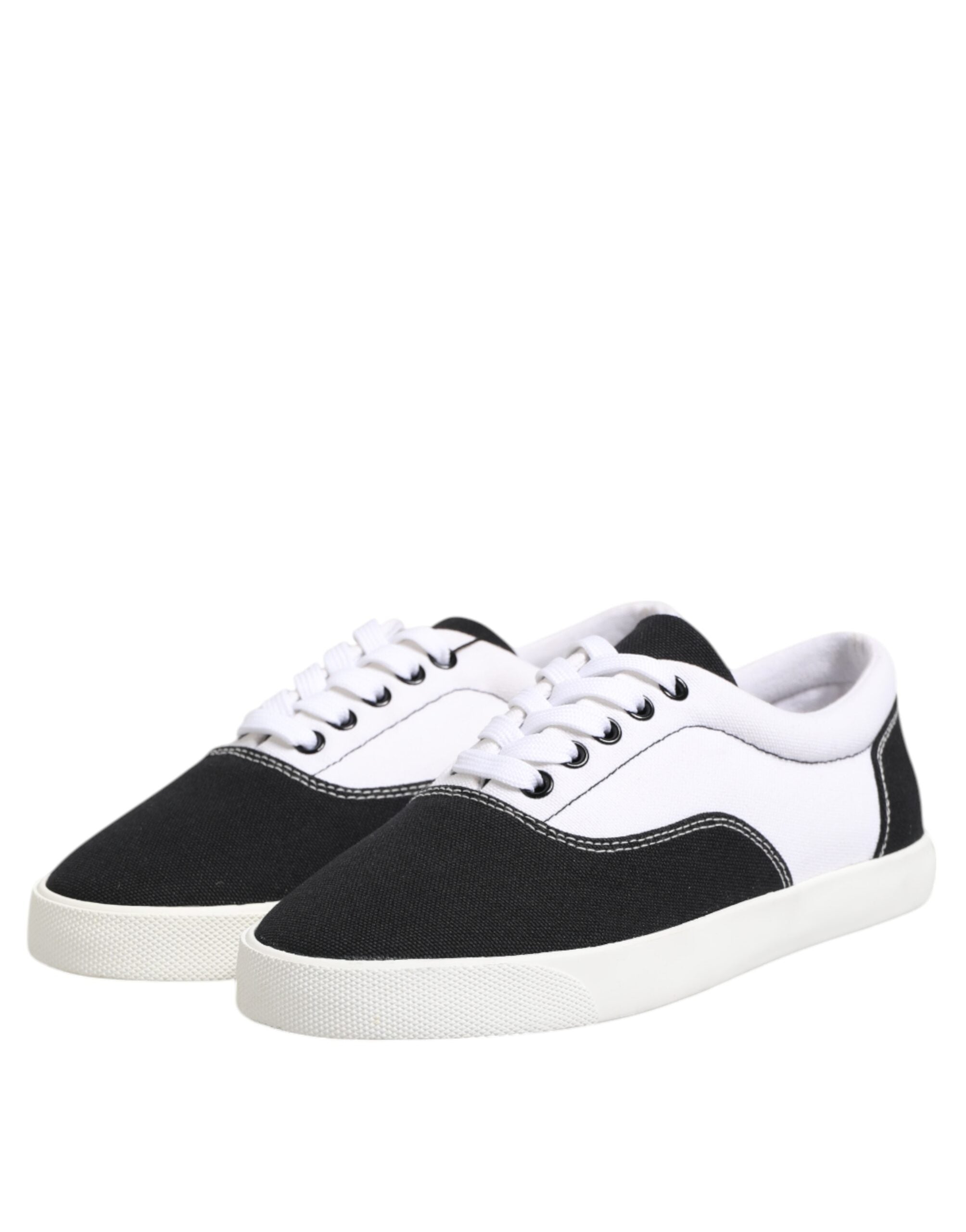 Dolce & Gabbana Black Cotton Canvas Lace Up Men Sneakers Shoes