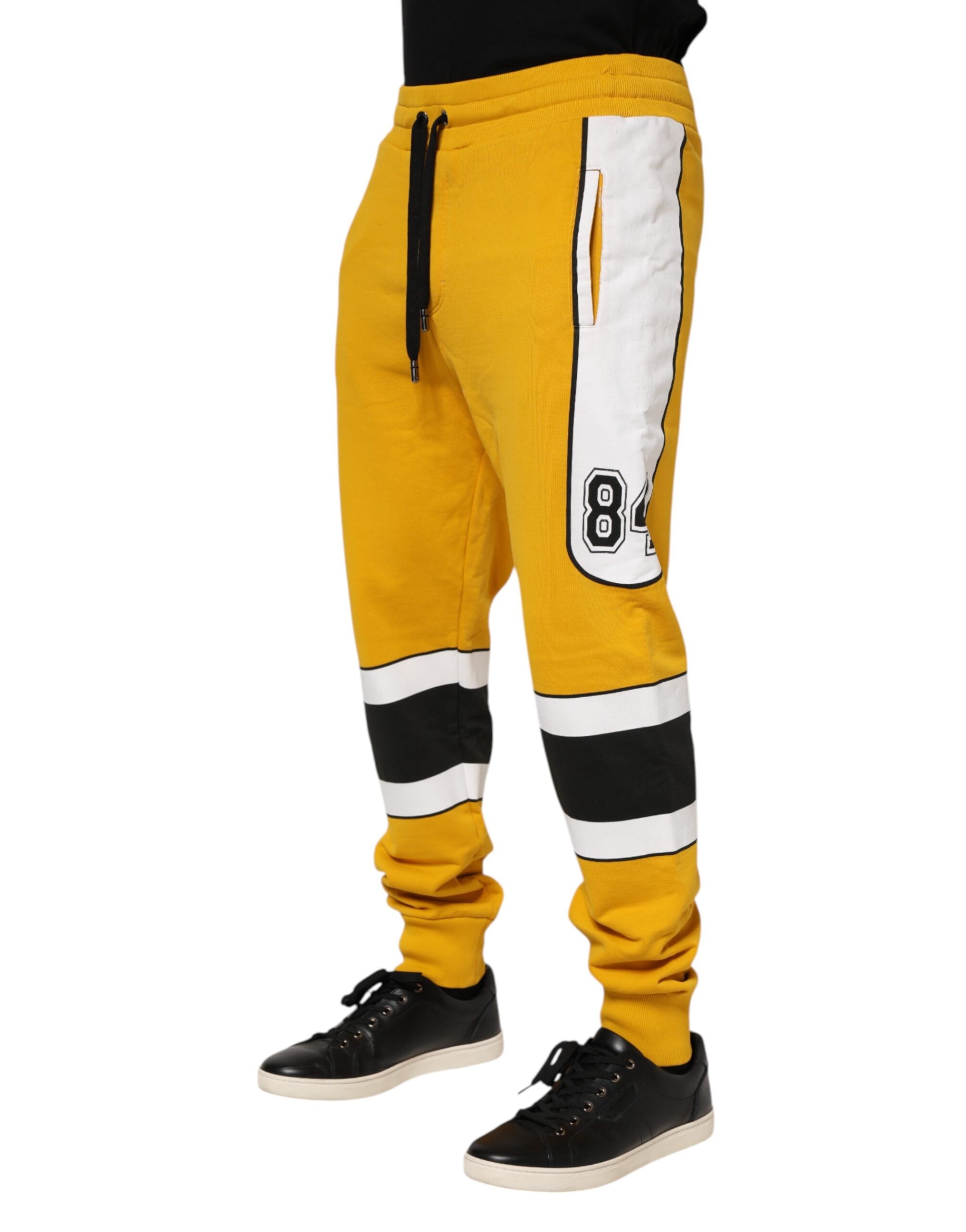 Pre-Owned Dolce & Gabbana Yellow Cotton Drawstring Jogger Pants