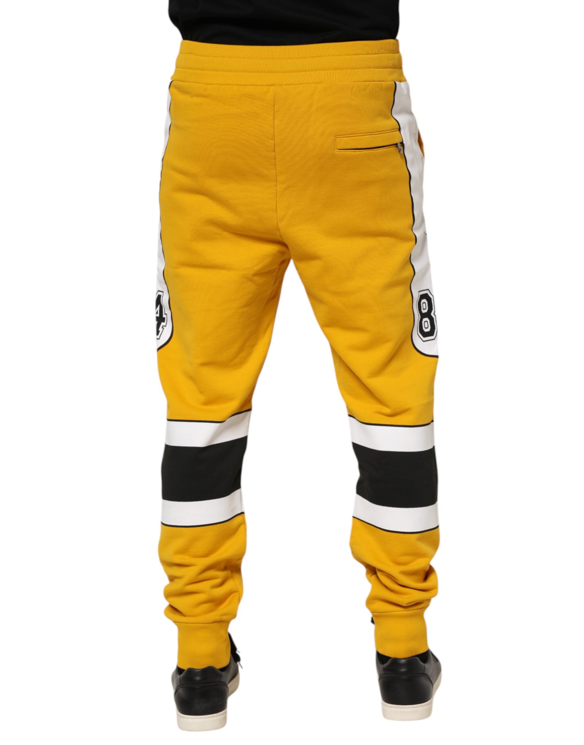 Pre-Owned Dolce & Gabbana Yellow Cotton Drawstring Jogger Pants