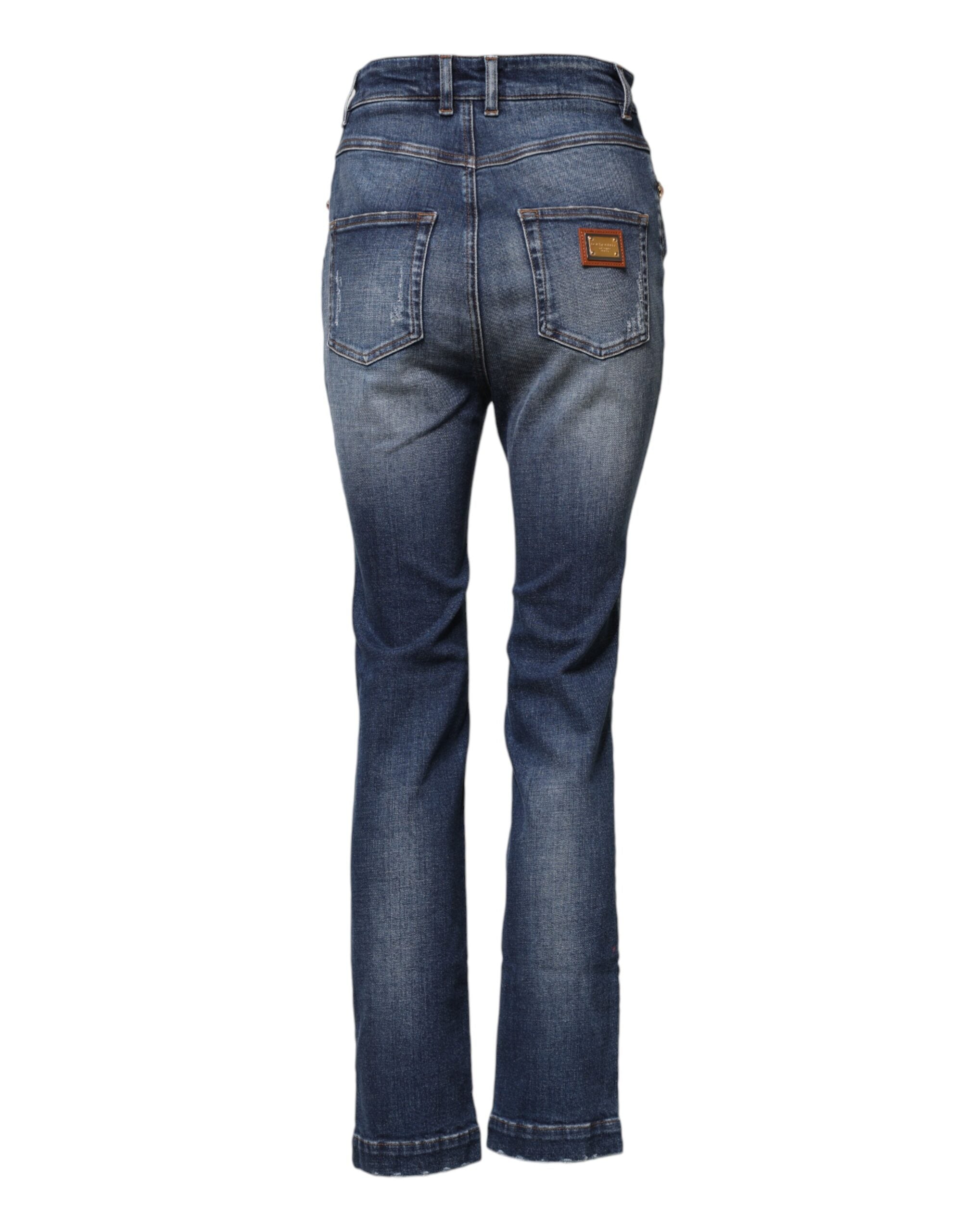 Dolce & Gabbana Blue Rhinestone Embellished Denim Jeans
