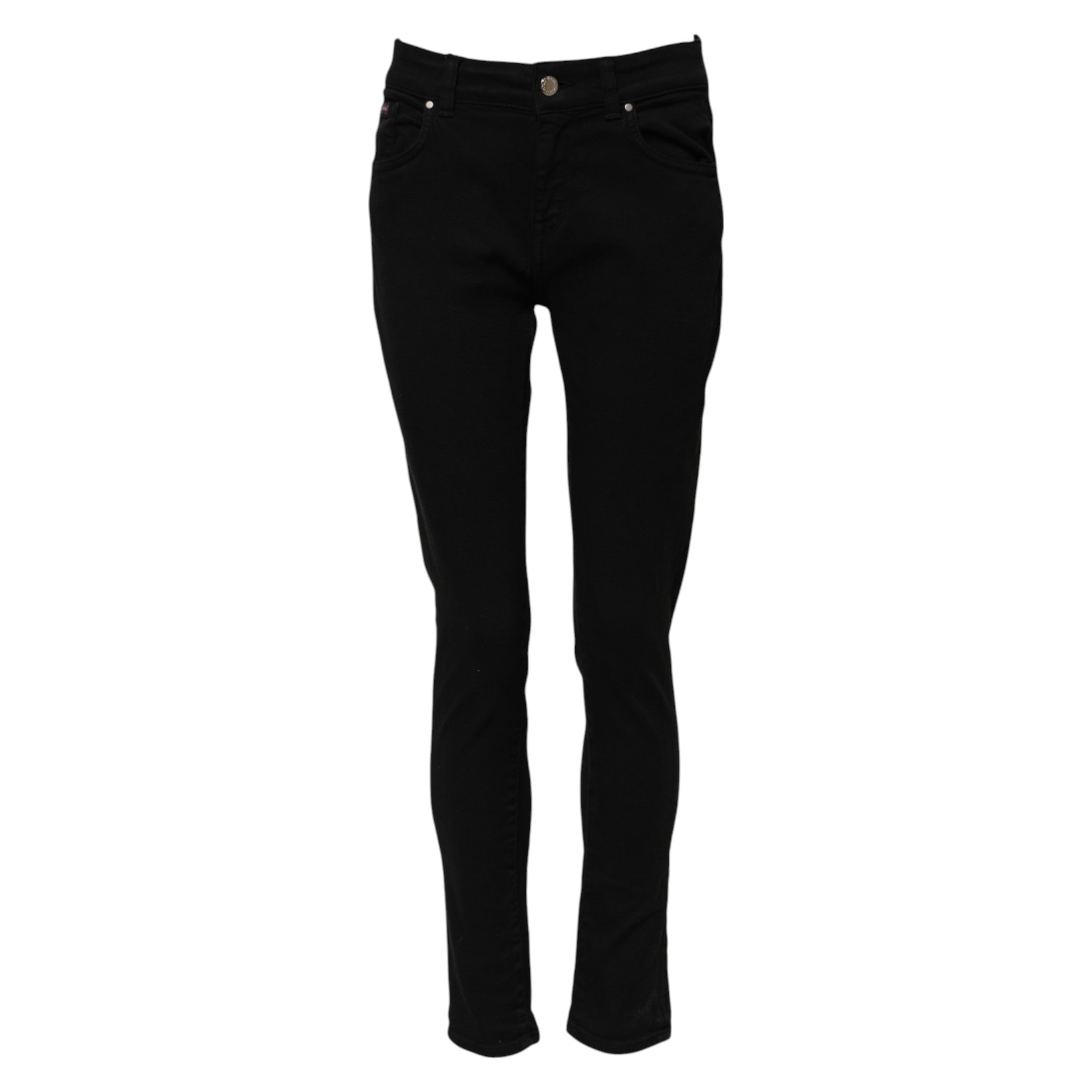 Pre-Owned Dolce & Gabbana Black Cotton Logo Skinny Mid Waist Denim Jeans