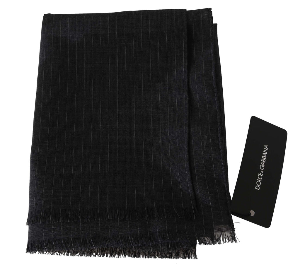 Dolce & Gabbana Gray 100% Wool Striped Pattern Wrap Scarf - PreLoved & Luxe