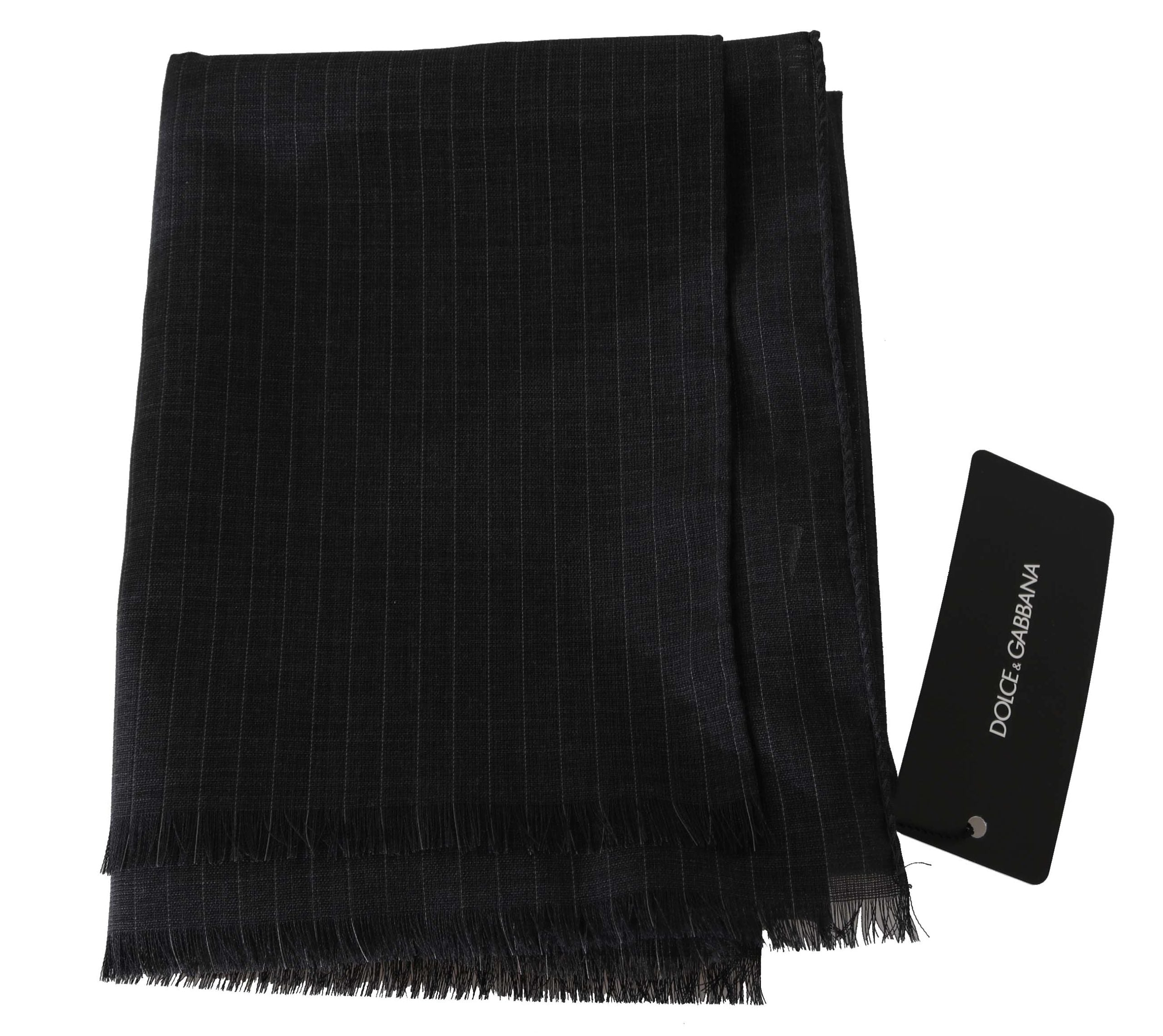 Dolce & Gabbana Gray 100% Wool Striped Pattern Wrap Scarf - PreLoved & Luxe