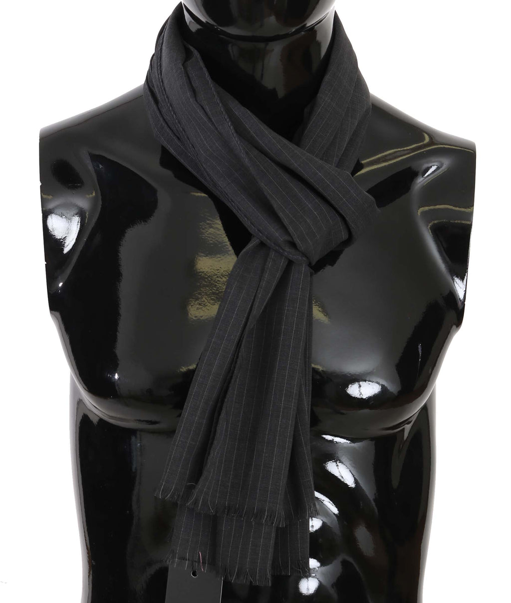 Dolce & Gabbana Gray 100% Wool Striped Pattern Wrap Scarf - PreLoved & Luxe