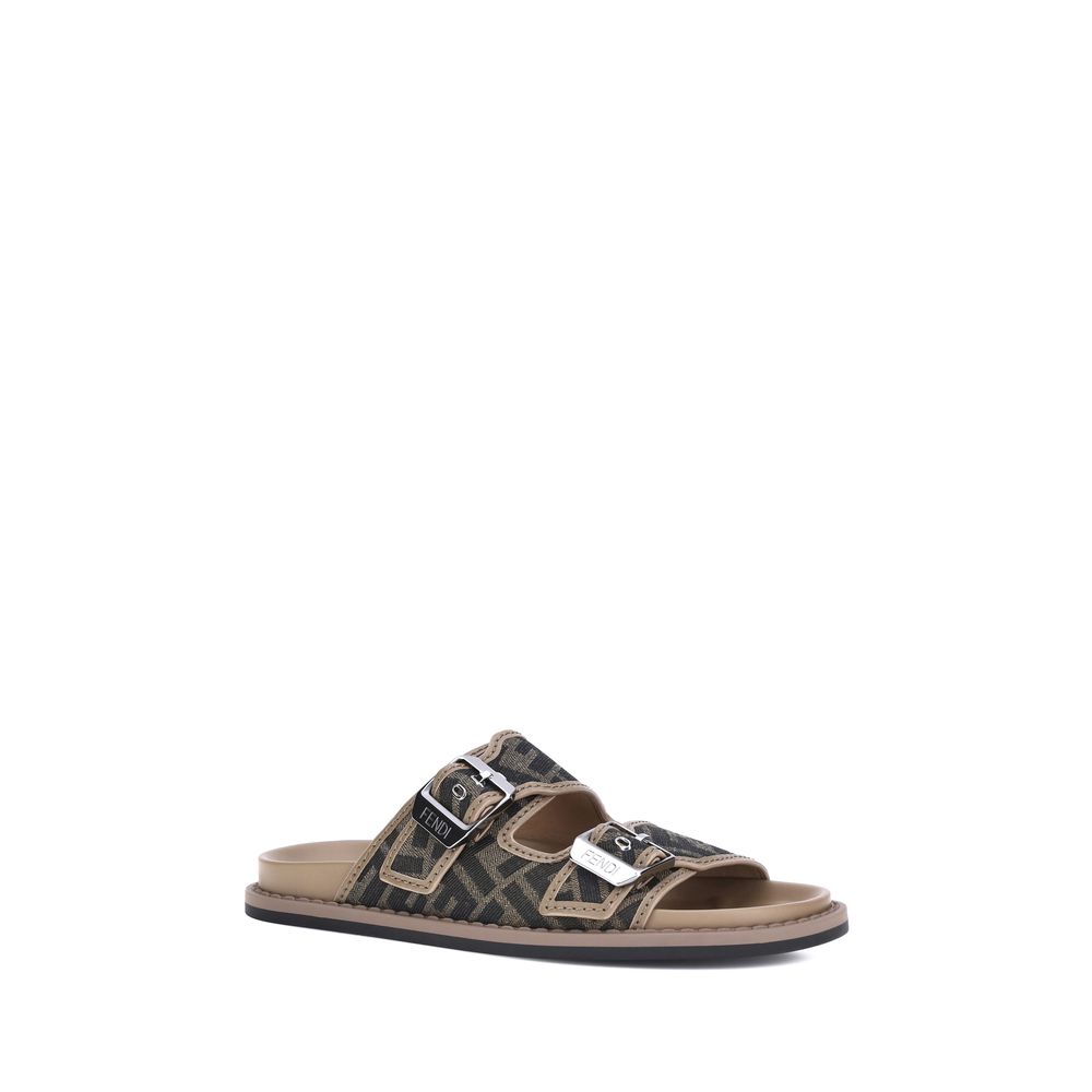 Fendi Brown Leather Flat Sandals