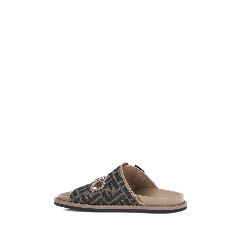 Fendi Brown Leather Flat Sandals