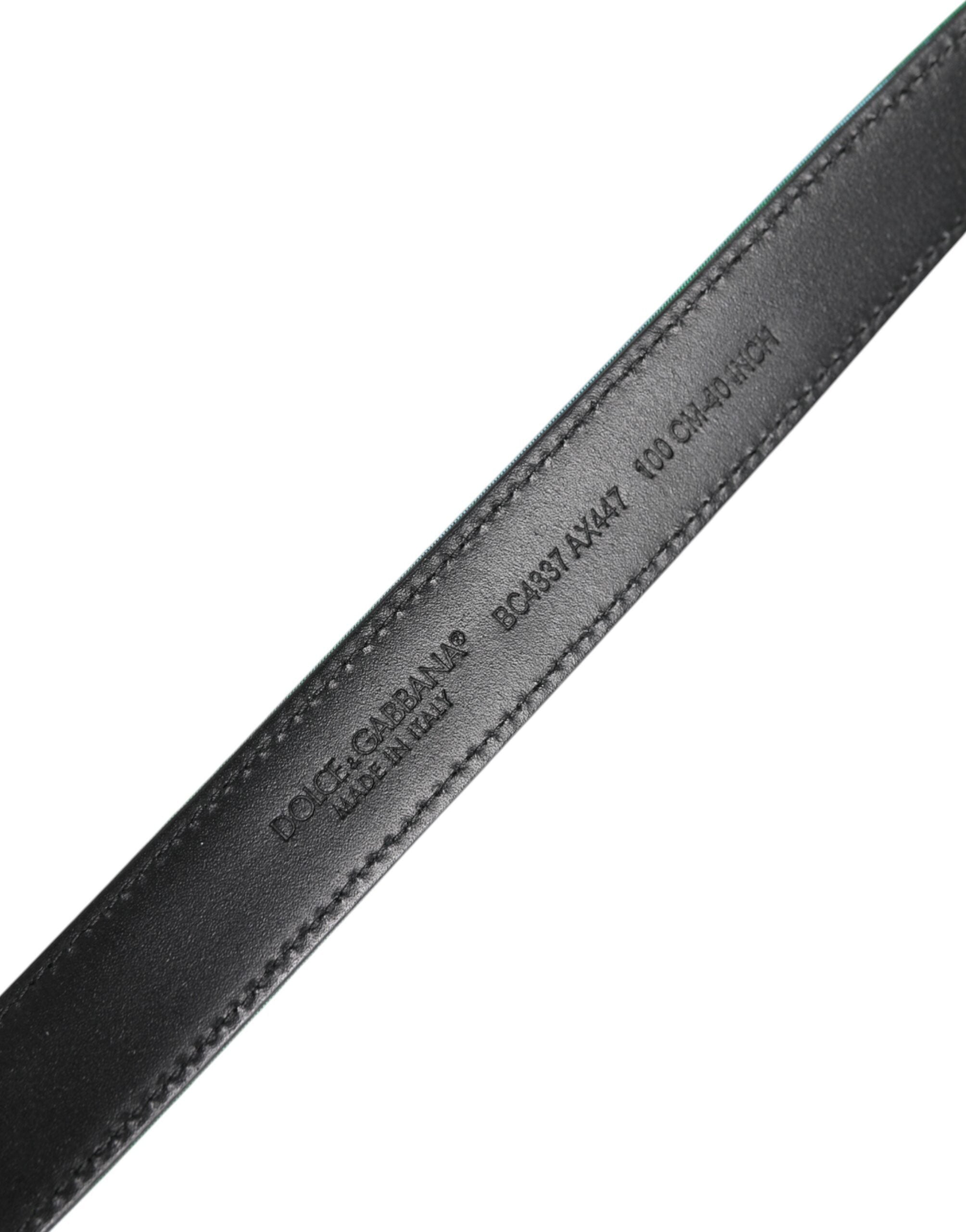 Dolce & Gabbana Green Black Polyester Metal Buckle Belt