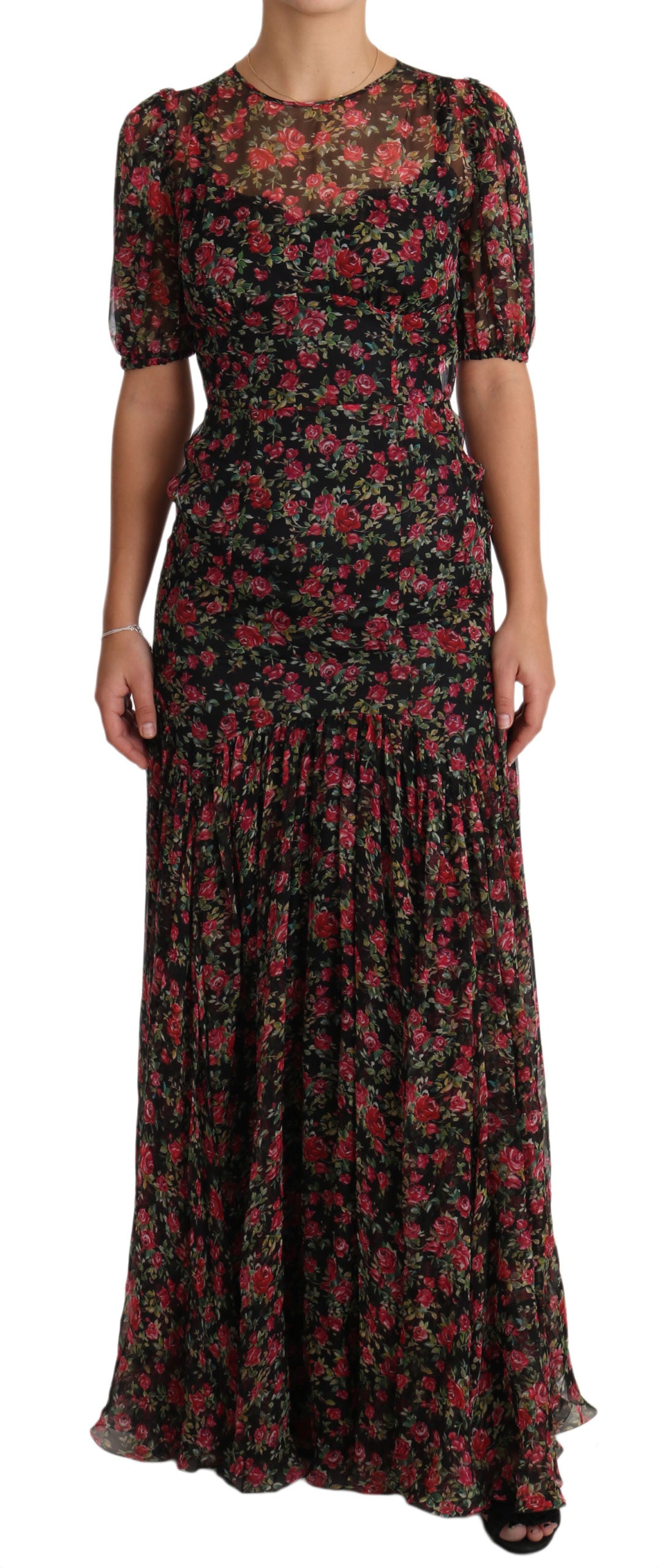 Dolce & Gabbana Black Floral Roses A-Line Shift Gown Dress - PreLoved & Luxe