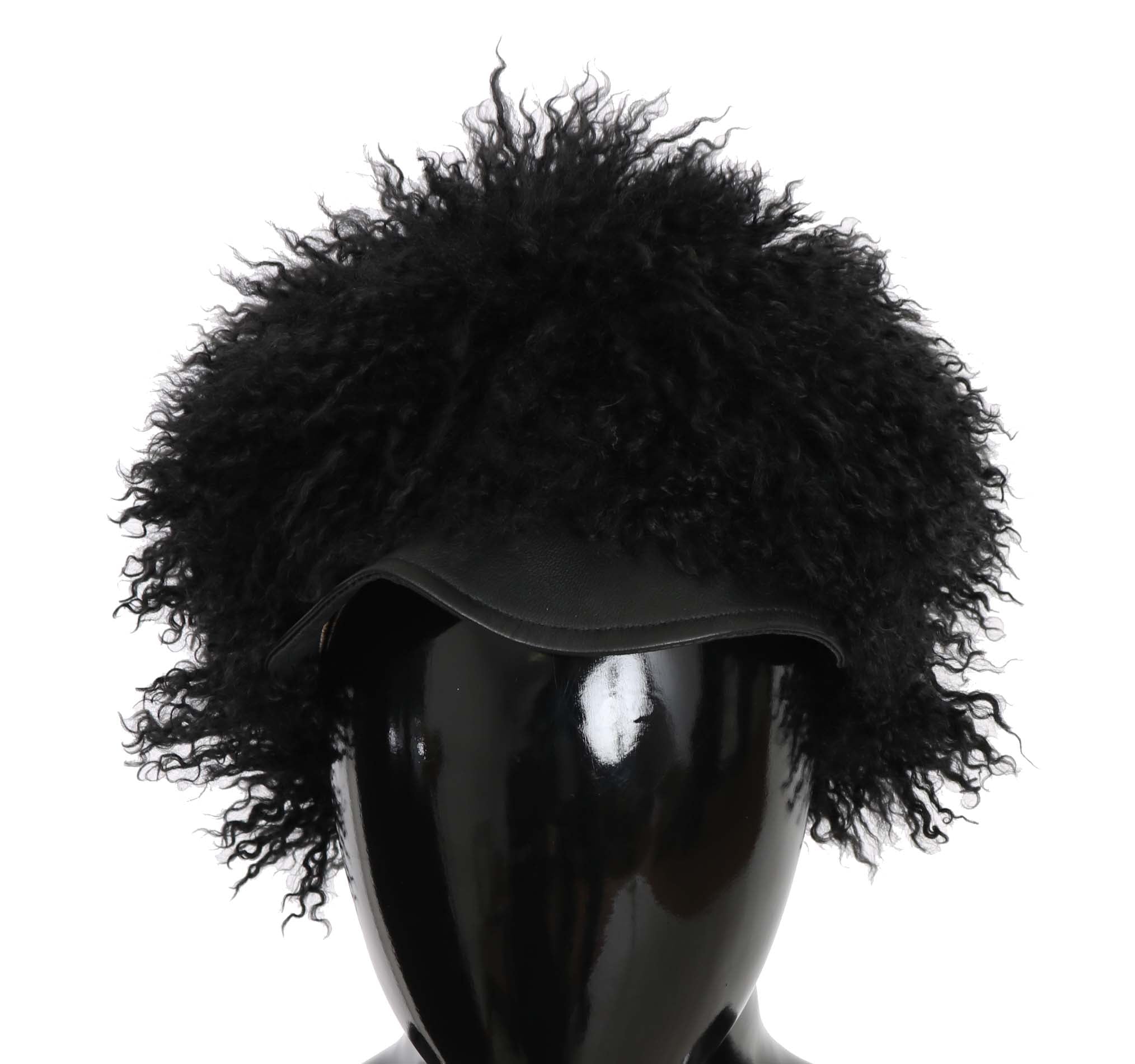 Dolce & Gabbana Black Tibet Lamb Fur Leather Gatsby Hat - PreLoved & Luxe