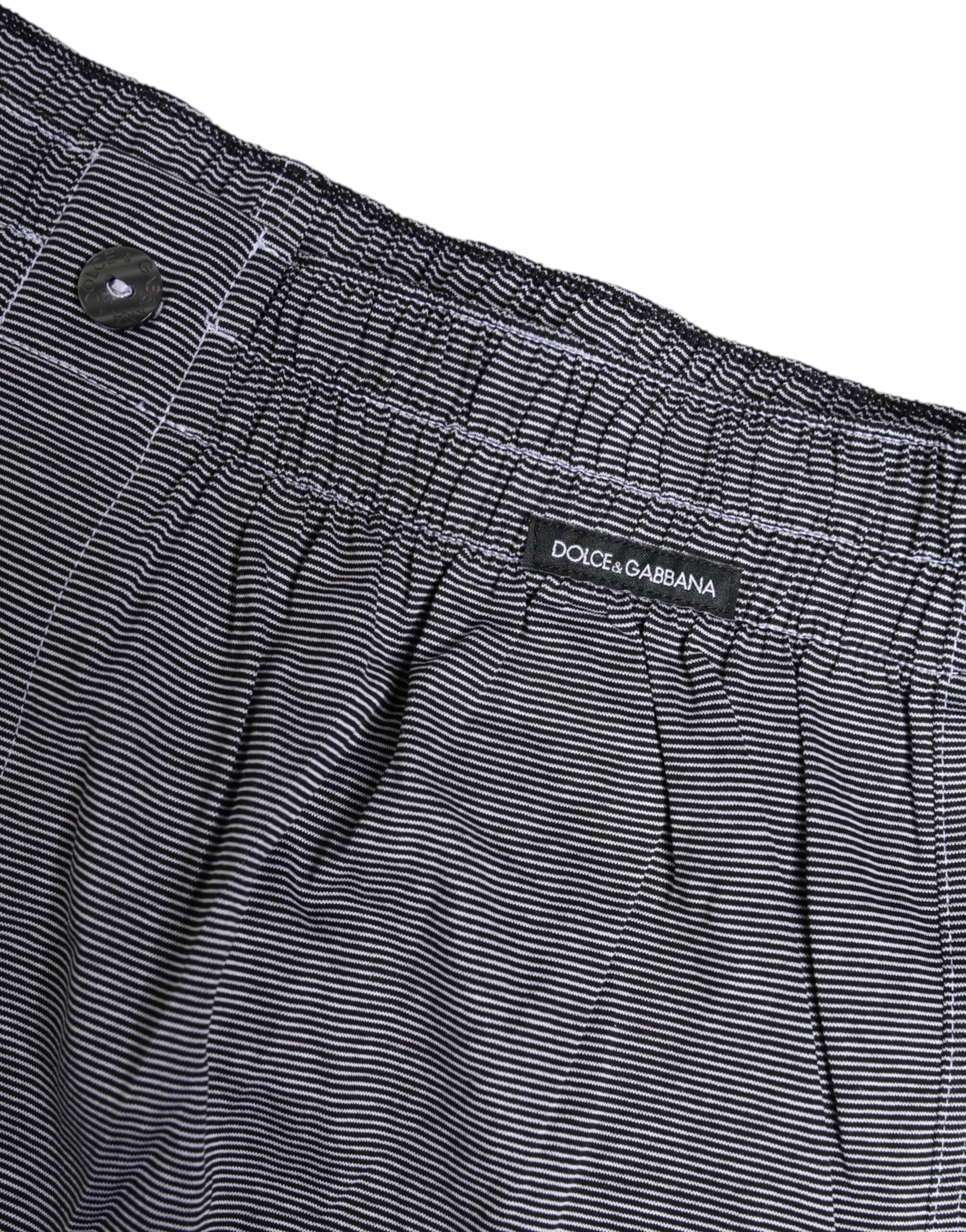 Dolce & Gabbana Gray Striped Cotton Regular Boxer Underwear