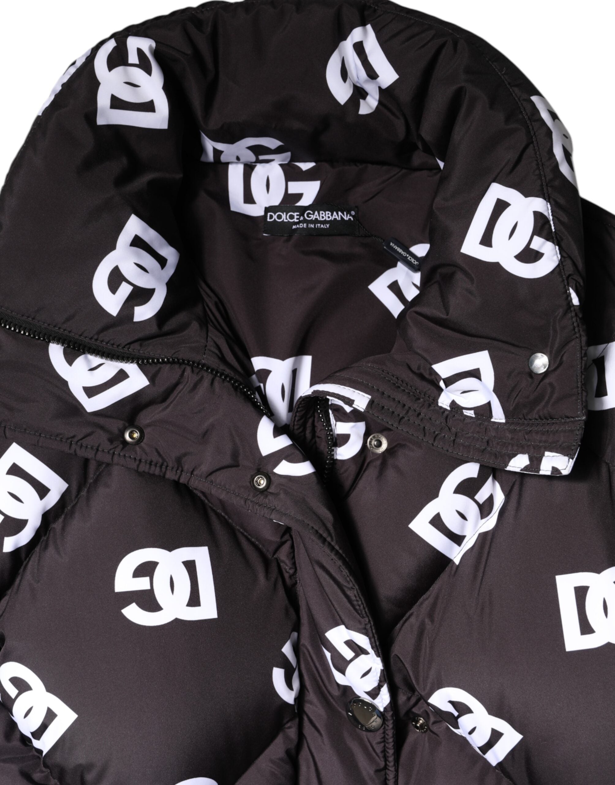 Dolce & Gabbana Black DG Mania Puffer Quilted Long Coat Jacket