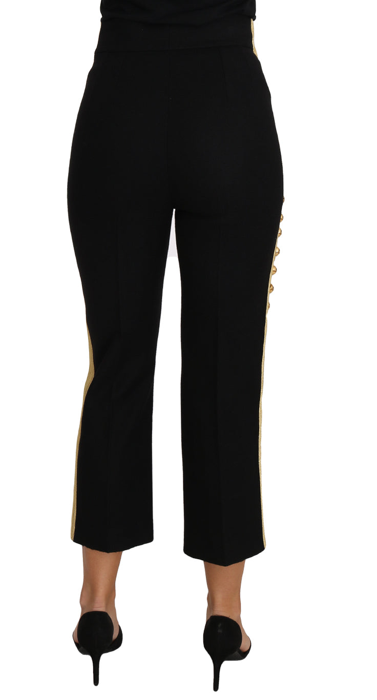 Dolce & Gabbana Military Embellished Pants Black Gold Dress Pant - PreLoved & Luxe