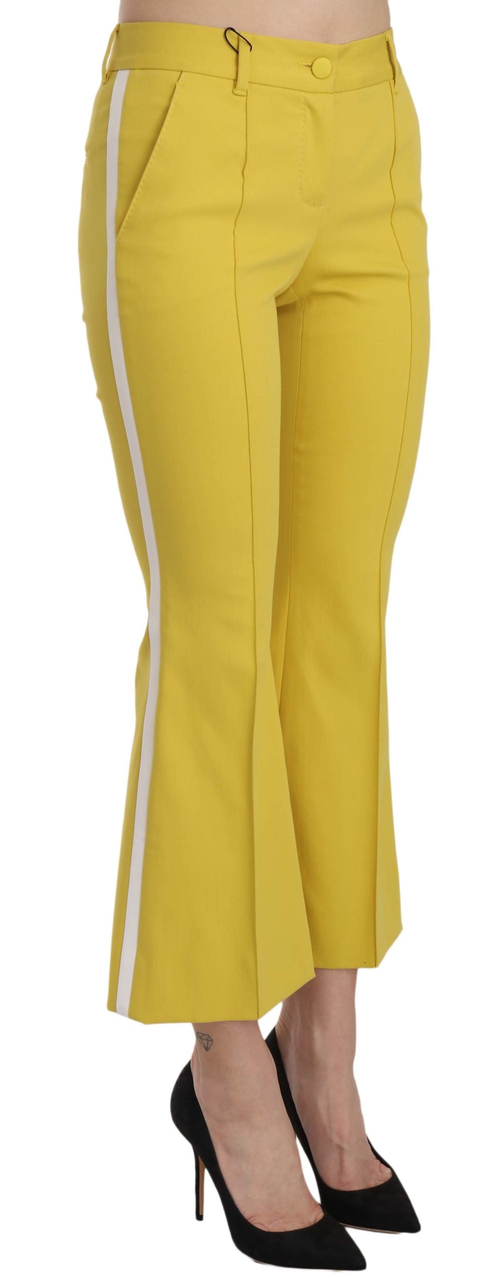 Dolce & Gabbana Yellow Flared Bootcut Capri Cotton Pants - PreLoved & Luxe