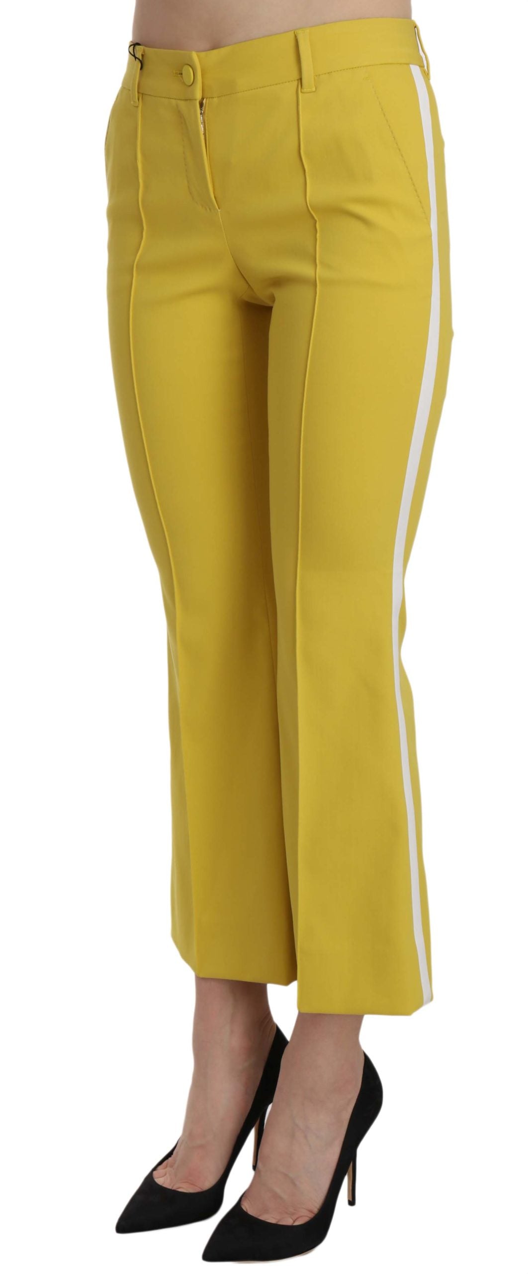 Dolce & Gabbana Yellow Flared Bootcut Capri Cotton Pants - PreLoved & Luxe