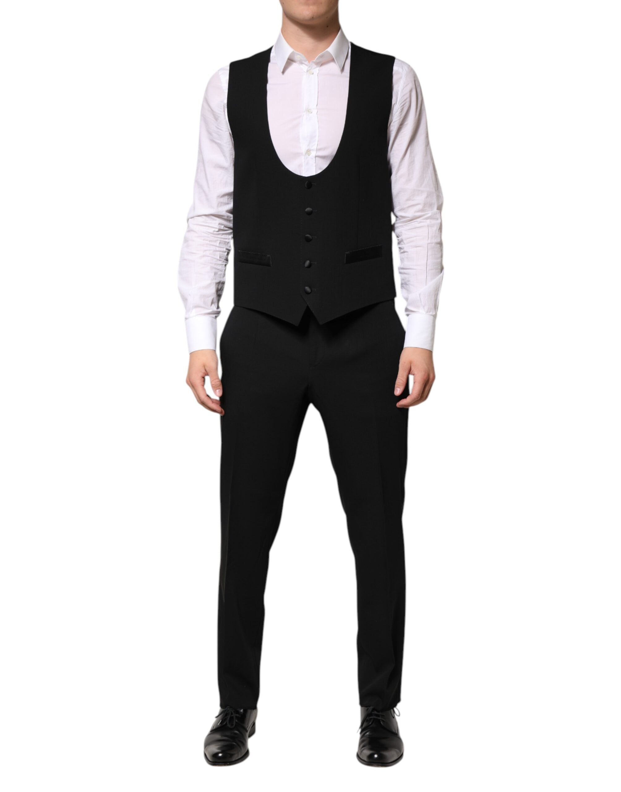 Pre-Owned Dolce & Gabbana Black Wool 3 Piece Single Breasted Suit