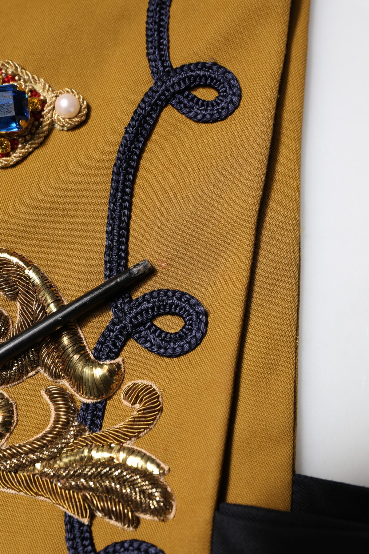 Dolce & Gabbana Yellow Crystal Cross Runway Vest Jacket Top