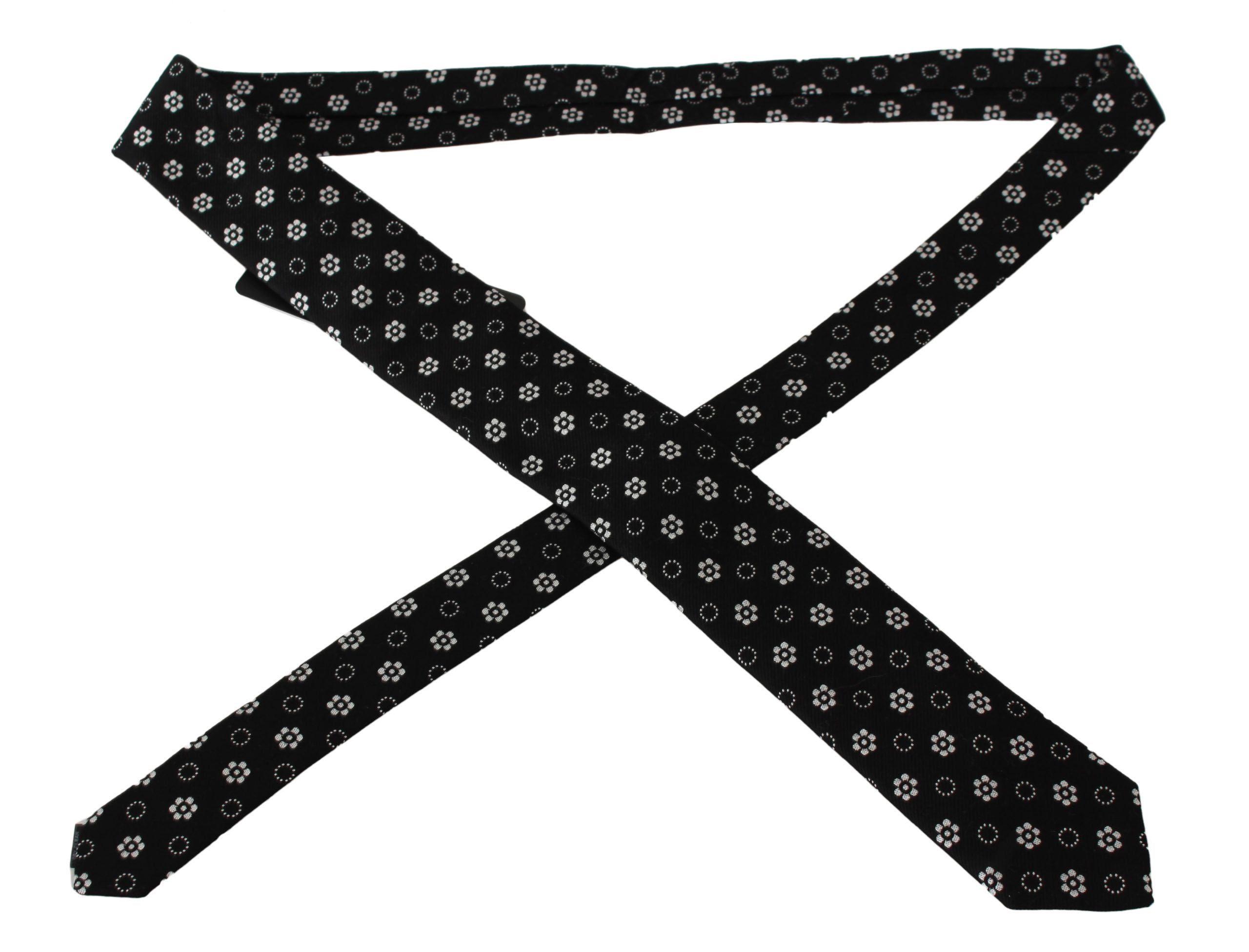 Dolce & Gabbana Black 100% Silk Floral Print Print Classic Tie - PreLoved & Luxe