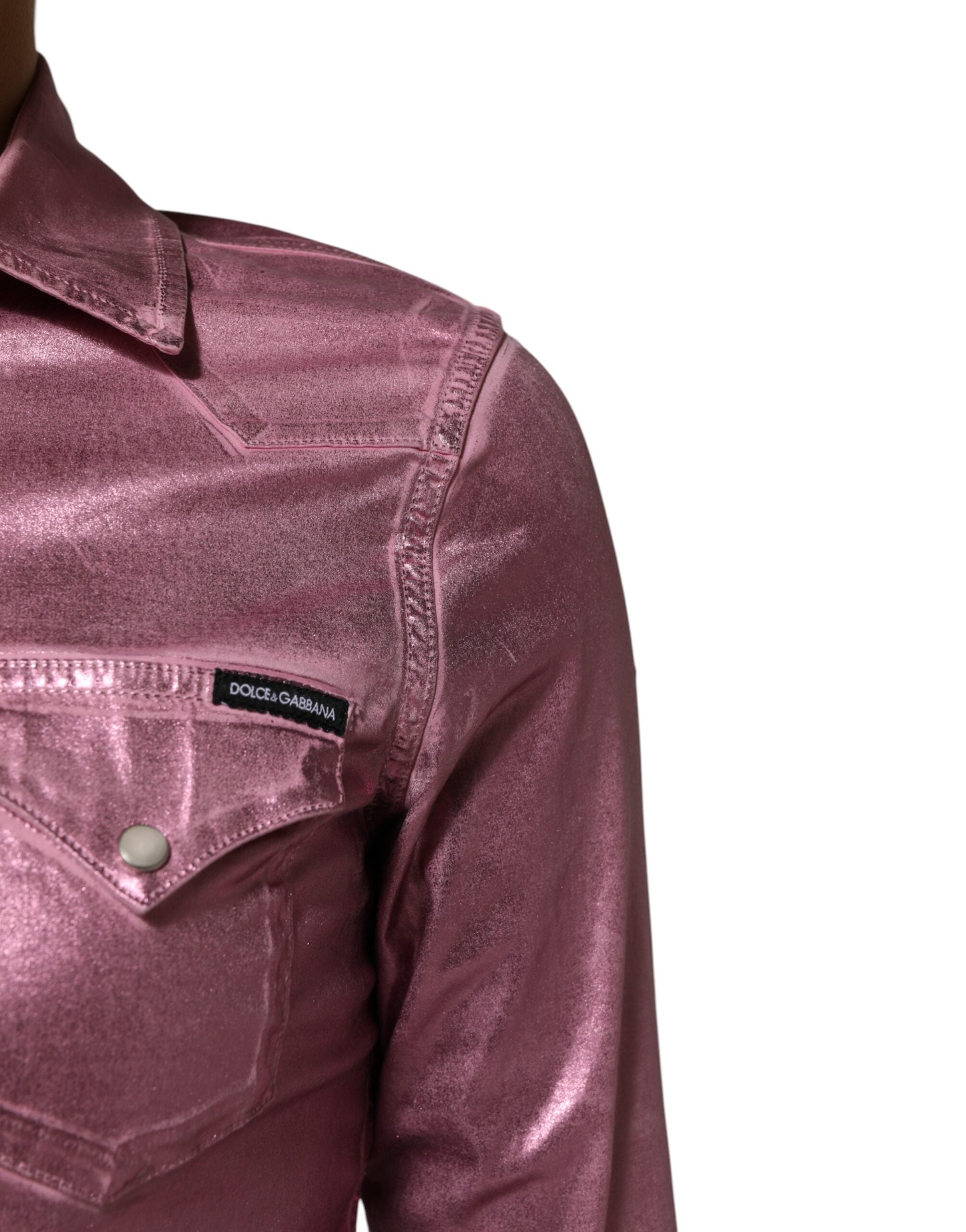 Pre-Owned Dolce & Gabbana Pink Cotton Stretch Collared Cropped Jacket
