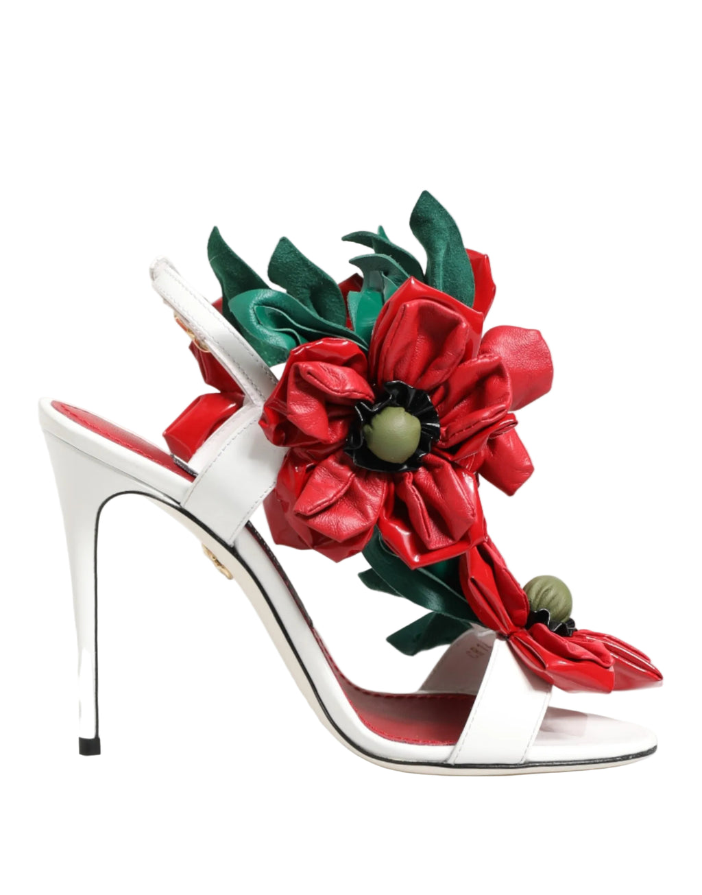 Dolce & Gabbana White Red Floral Detailing Sandals Shoes